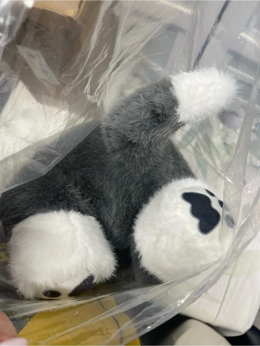 Cozy Husky Plush Pillow - Gray & White Comfort